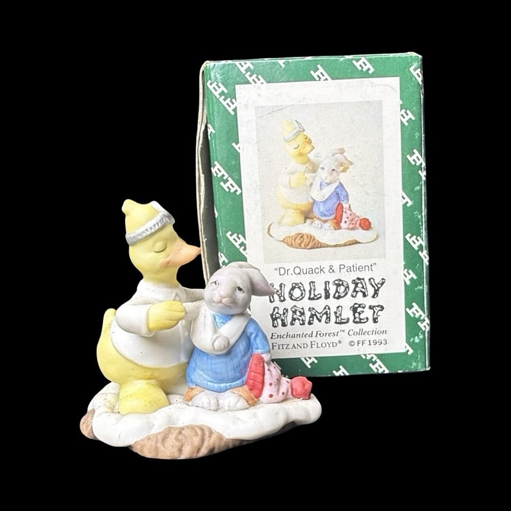 Fitz & Floyd Enchanted Forest Holiday Hamlet‎ Dr. Quack & Patient Figurine 1993